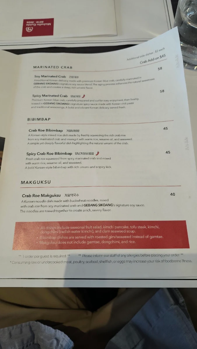 Menu, Gebang Sikdang