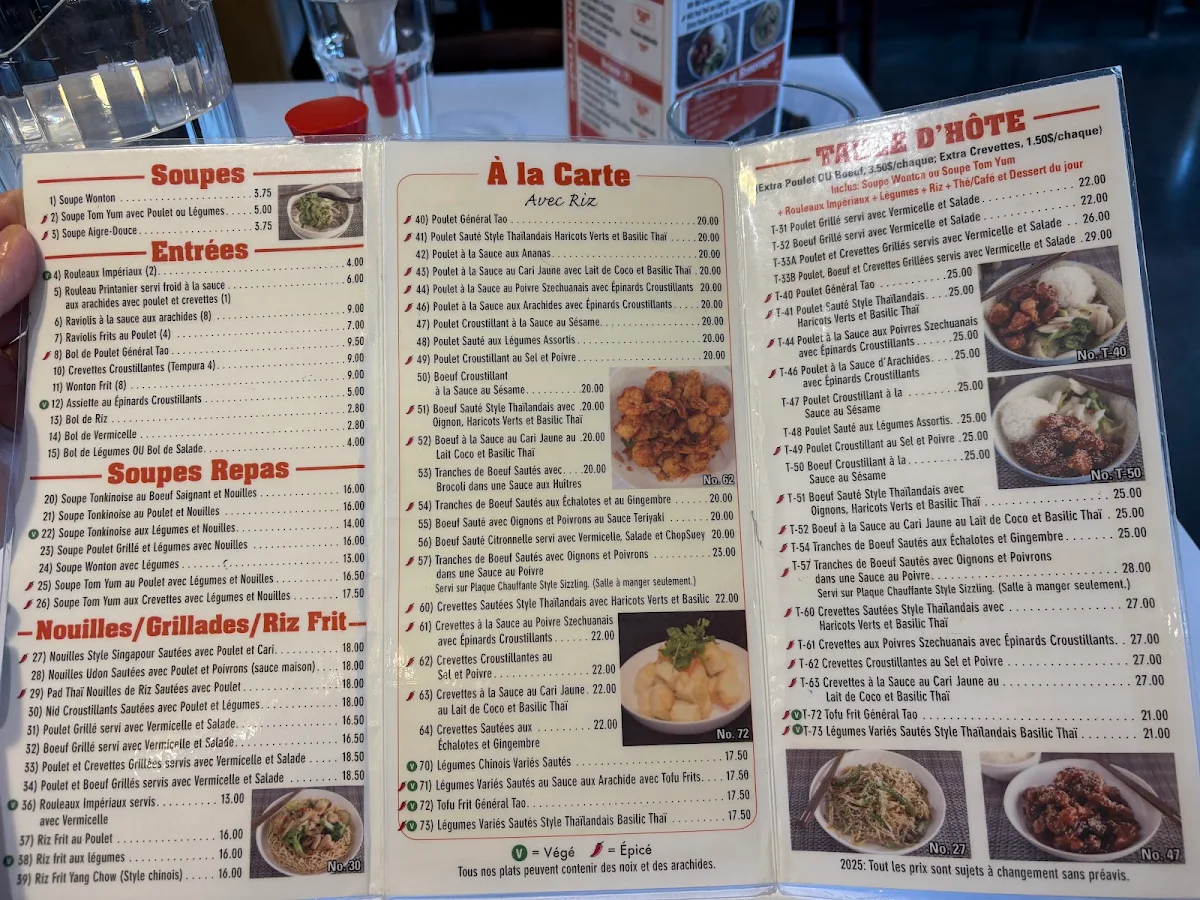 Menu, Restaurant La Bolerie