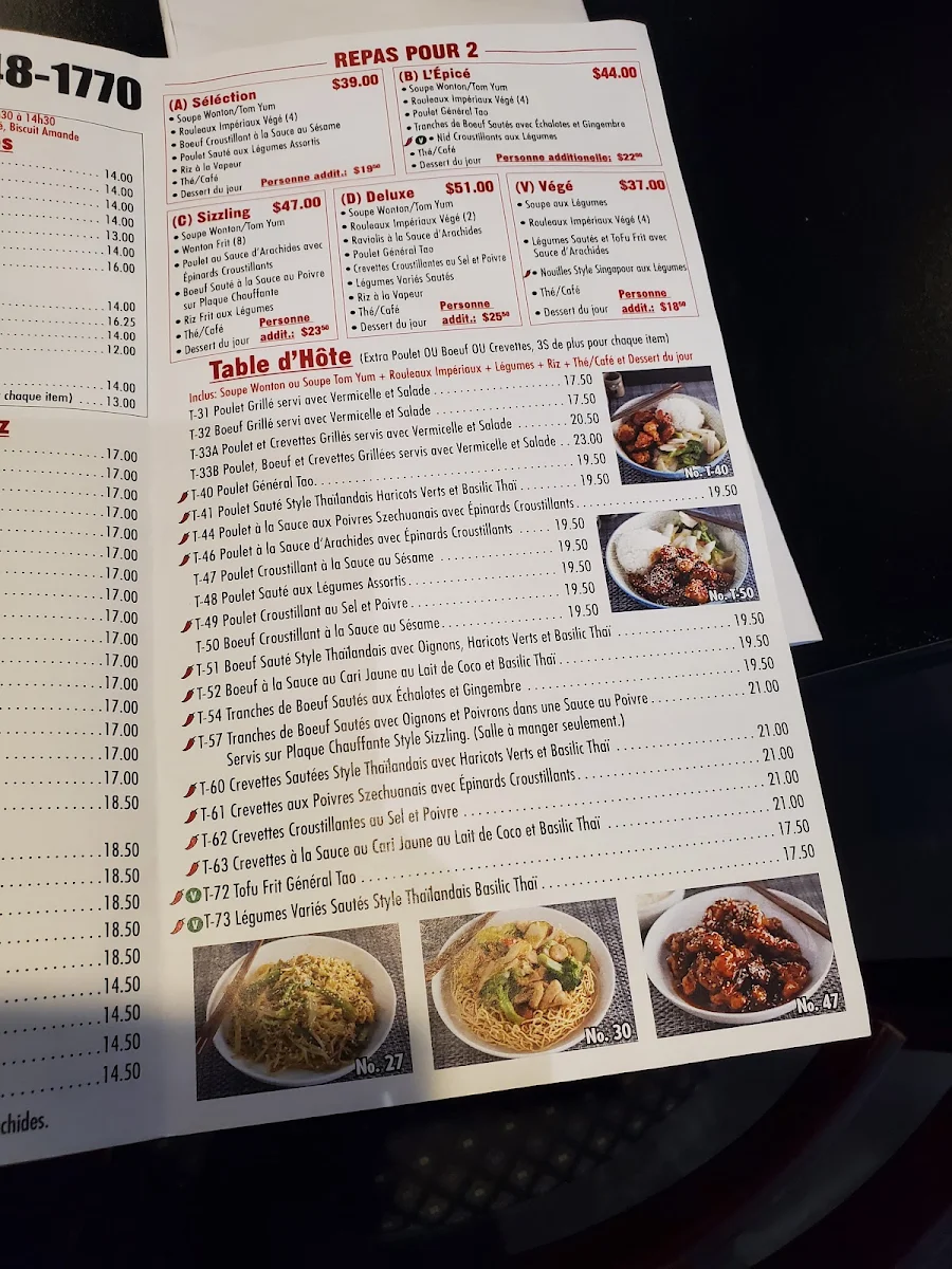 Menu, Restaurant La Bolerie
