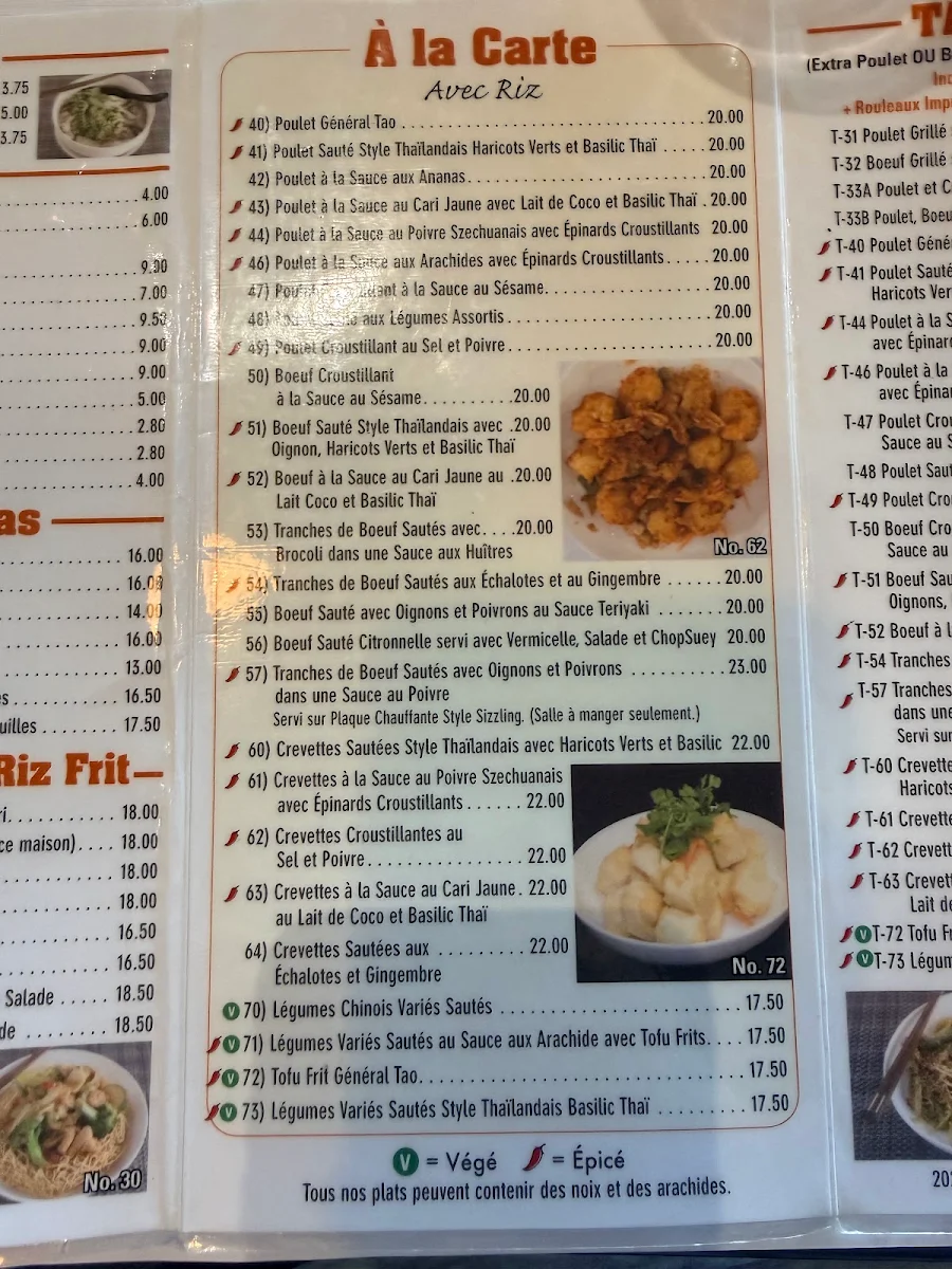 Menu, Restaurant La Bolerie