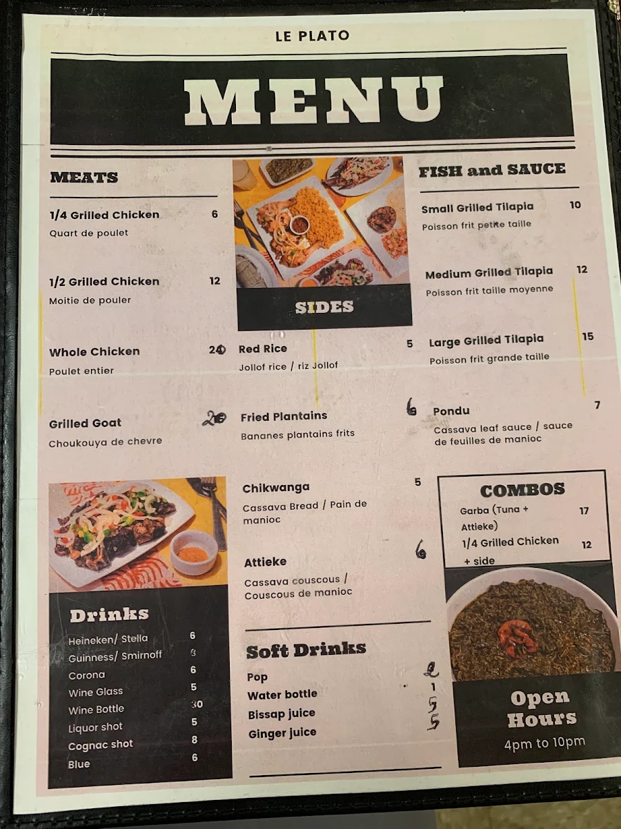 Menu, Plato Royal