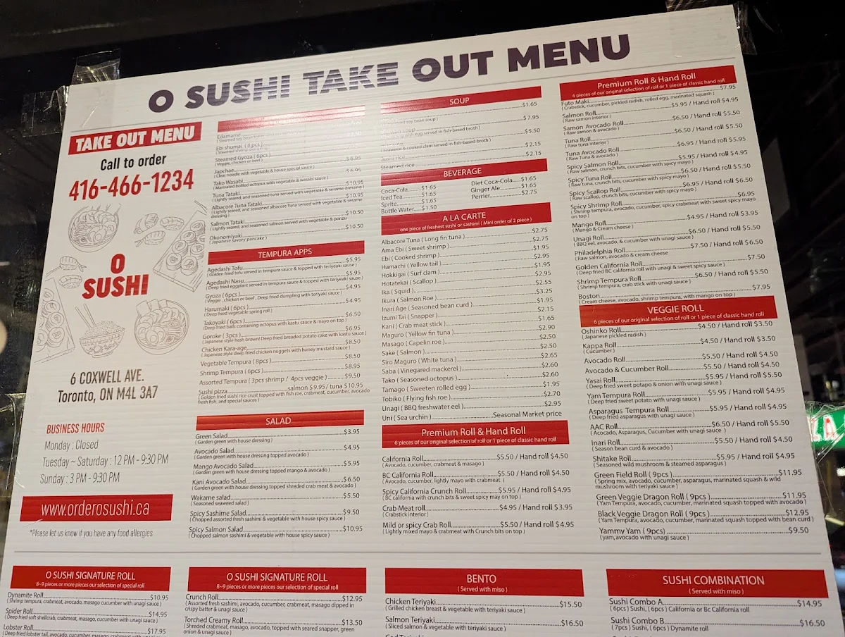 Menu, O Sushi