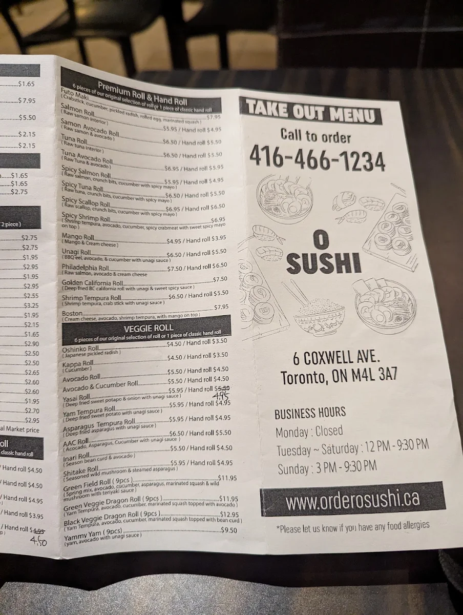 Menu, O Sushi