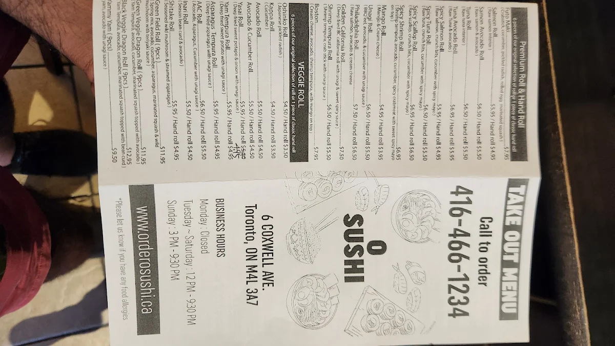 Menu, O Sushi
