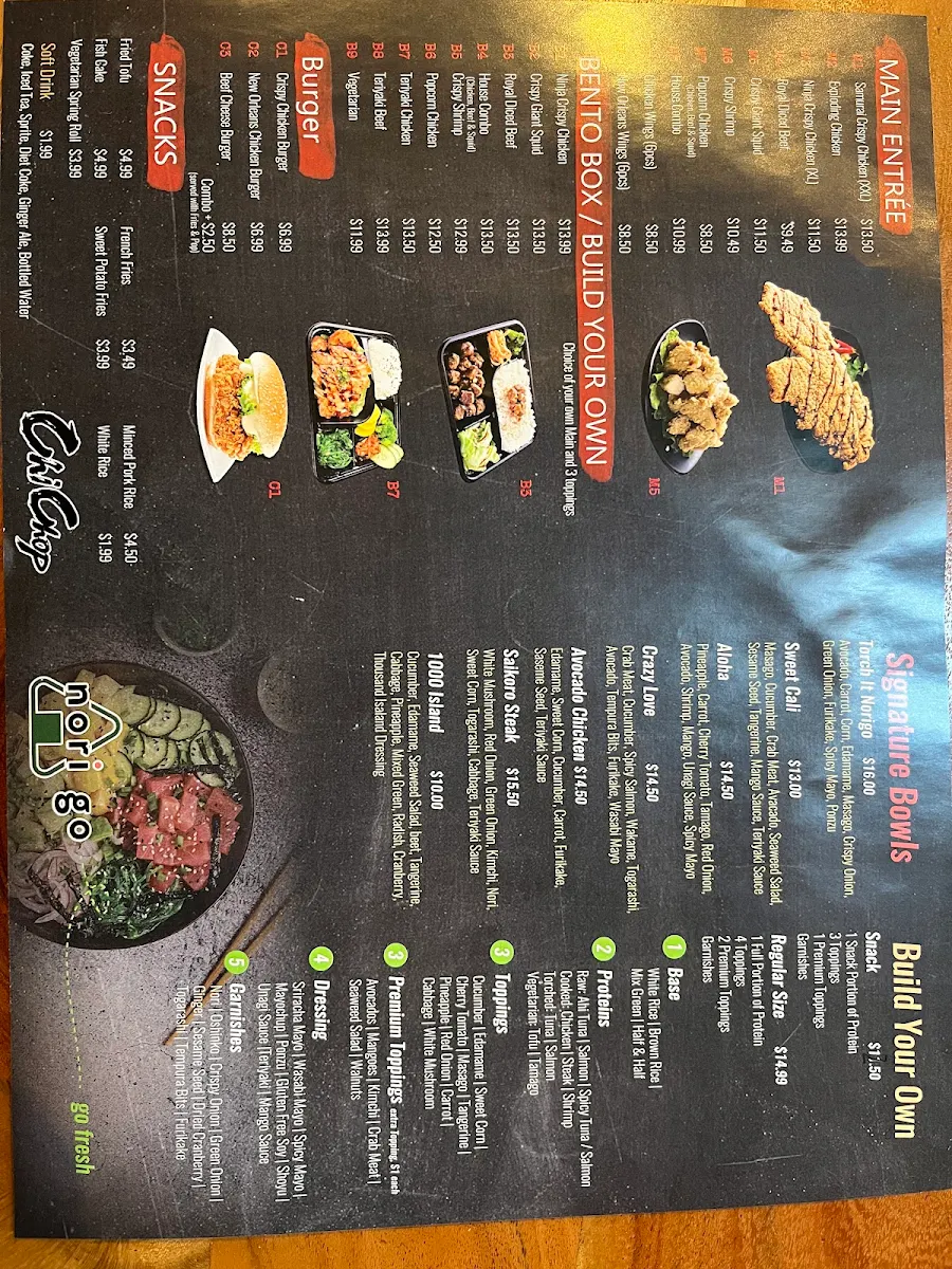 Menu, Chichop x Norigo Hamilton