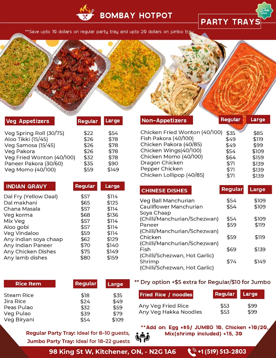 Menu, Bombay Hot Pot