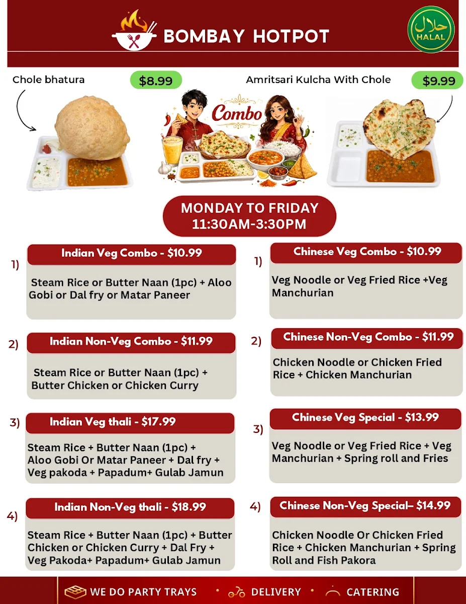 Menu, Bombay Hot Pot
