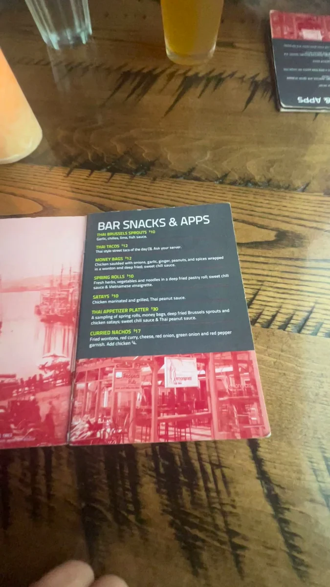Menu, Peppers Pub