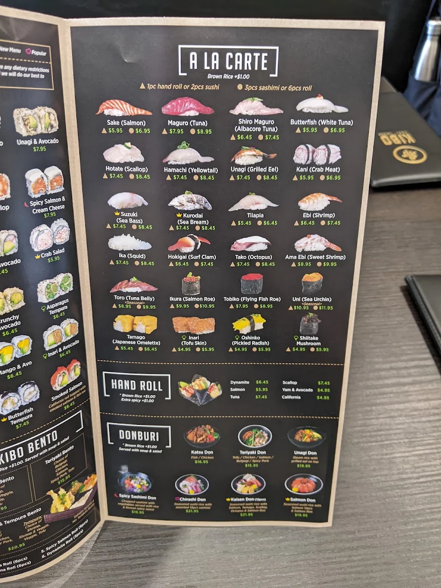 Menu, Kibo Sushi House - St.Clair