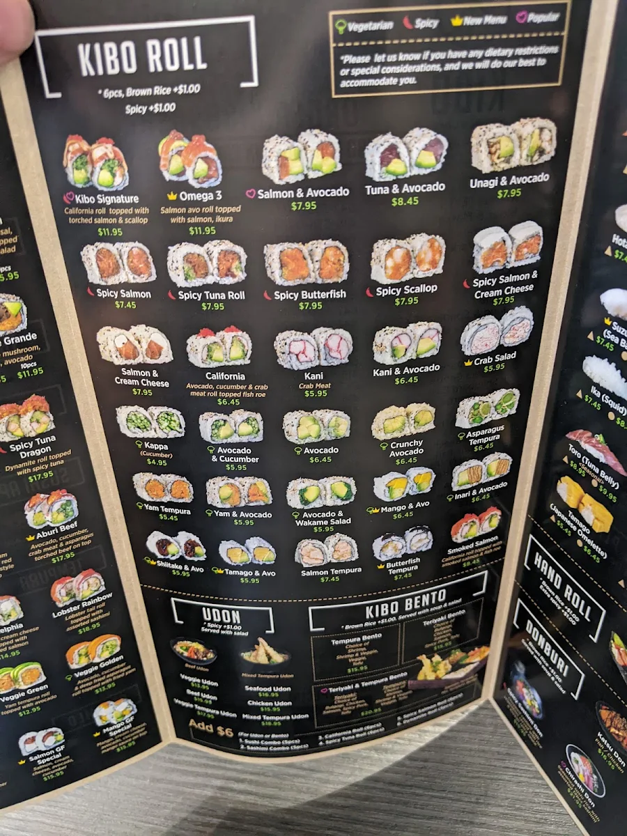 Menu, Kibo Sushi House - St.Clair