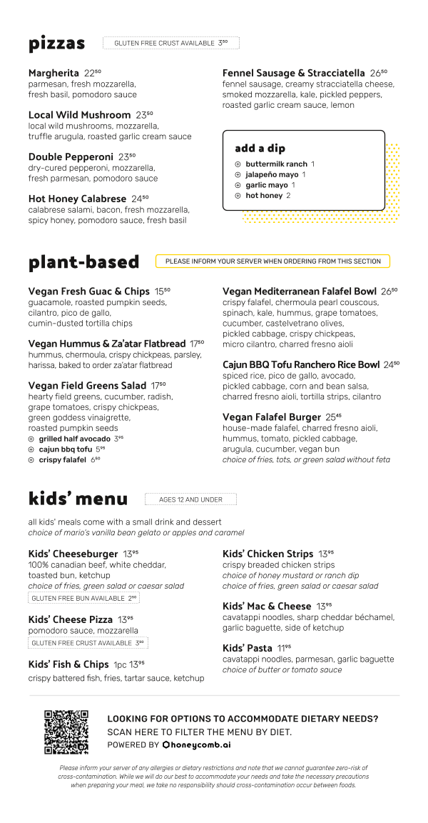 Menu, Tap & Barrel • Convention Centre