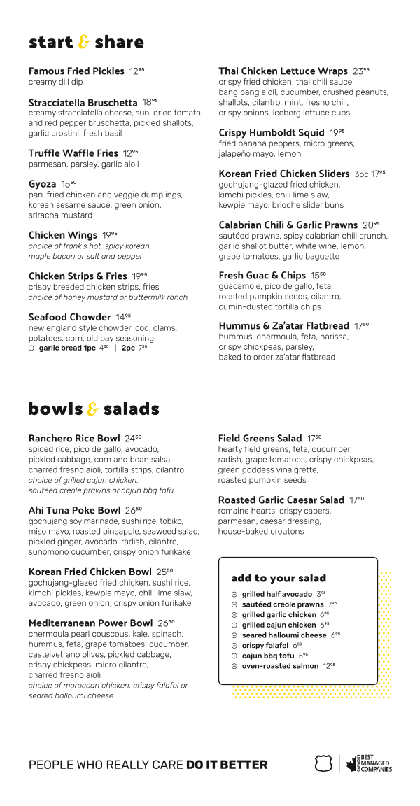 Menu, Tap & Barrel • Convention Centre