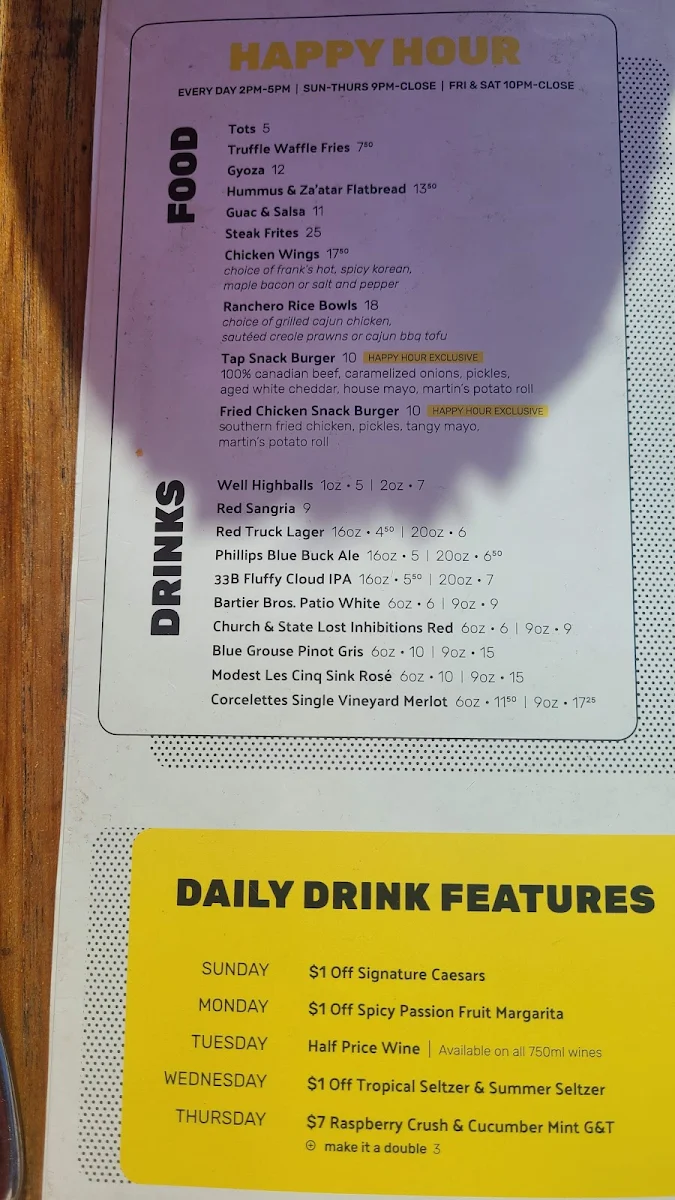 Menu, Tap & Barrel • Convention Centre