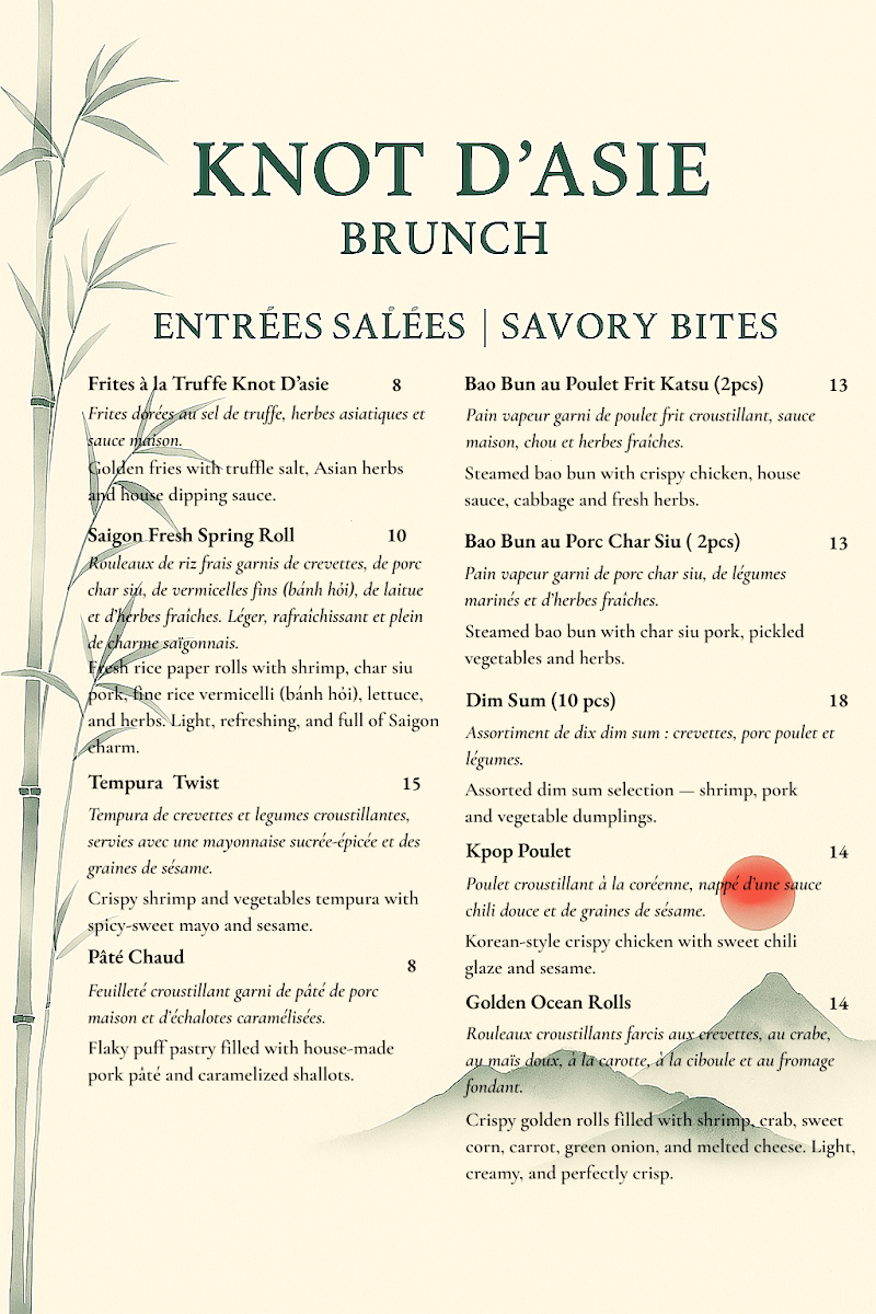 Menu, Knot d'Asie