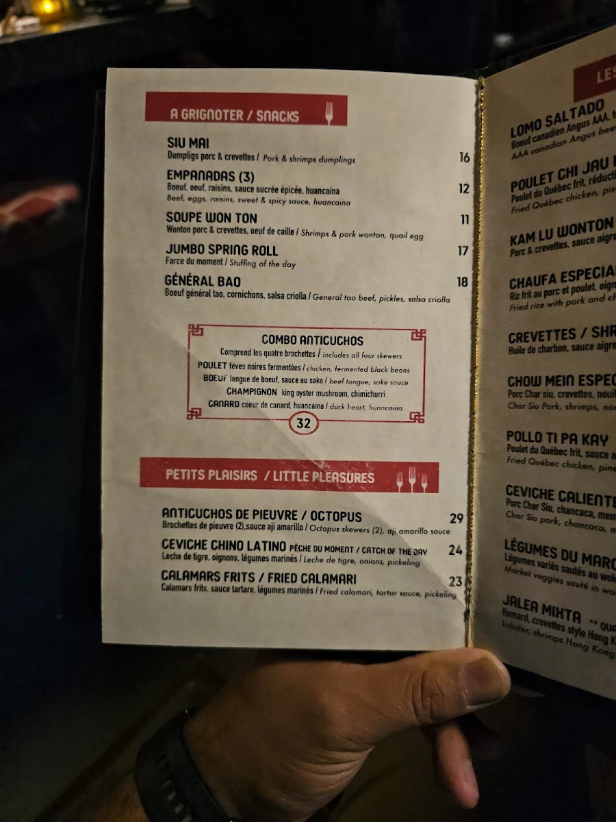 Menu, Chifa