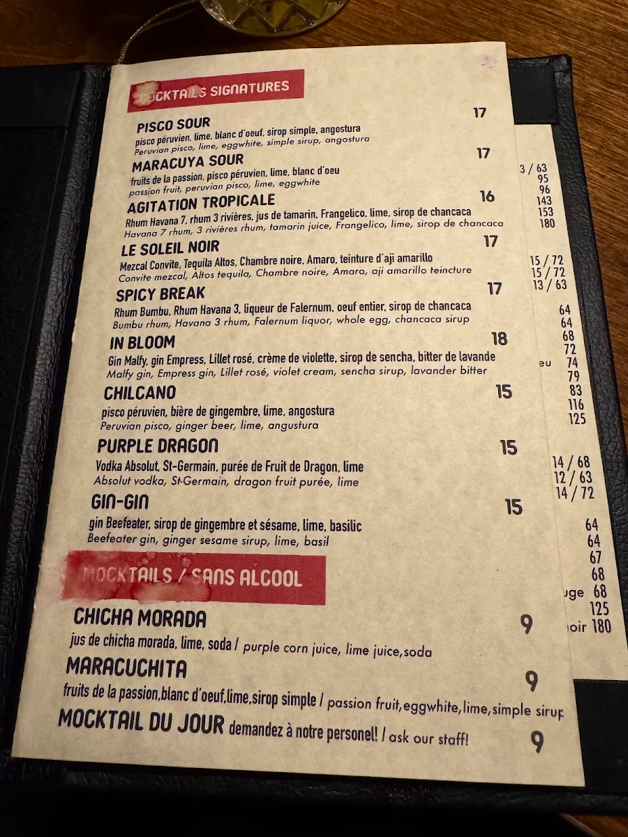 Menu, Chifa