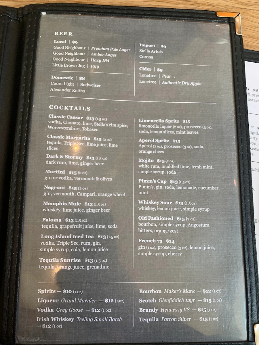 Menu, Kevin's Bistro