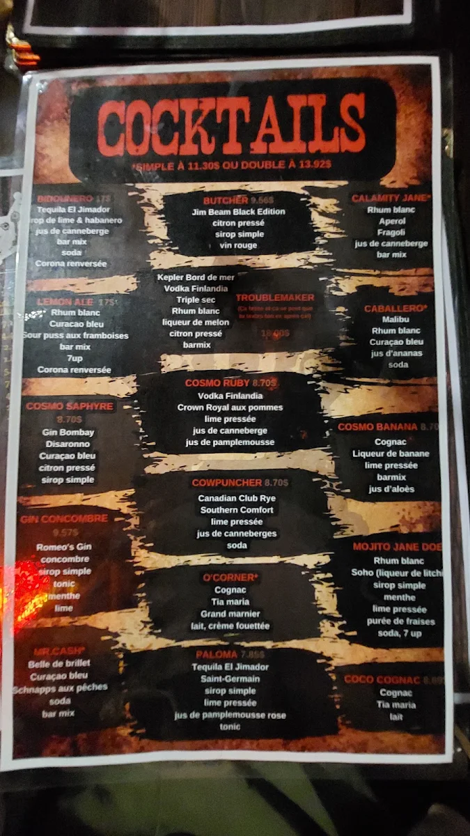 Menu, BALLROOM COUNTRY PLESSISVILLE