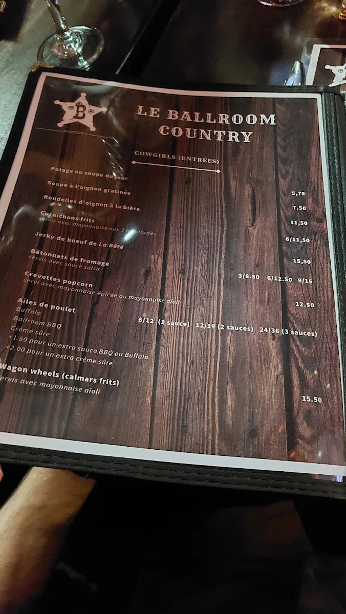 Menu, BALLROOM COUNTRY PLESSISVILLE