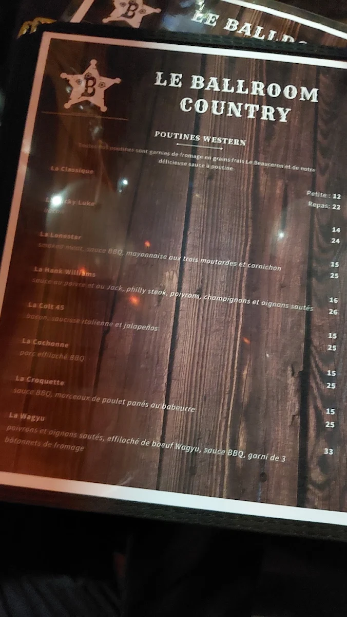 Menu, BALLROOM COUNTRY PLESSISVILLE