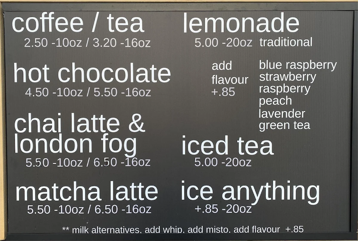 Menu, Collingwood Coffee Company