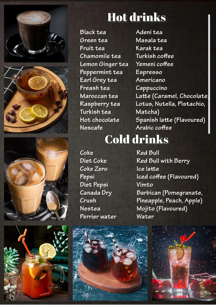 Menu, Qahwah Cafe & Shisha Lounge