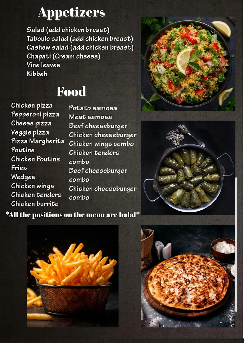 Menu, Qahwah Cafe & Shisha Lounge