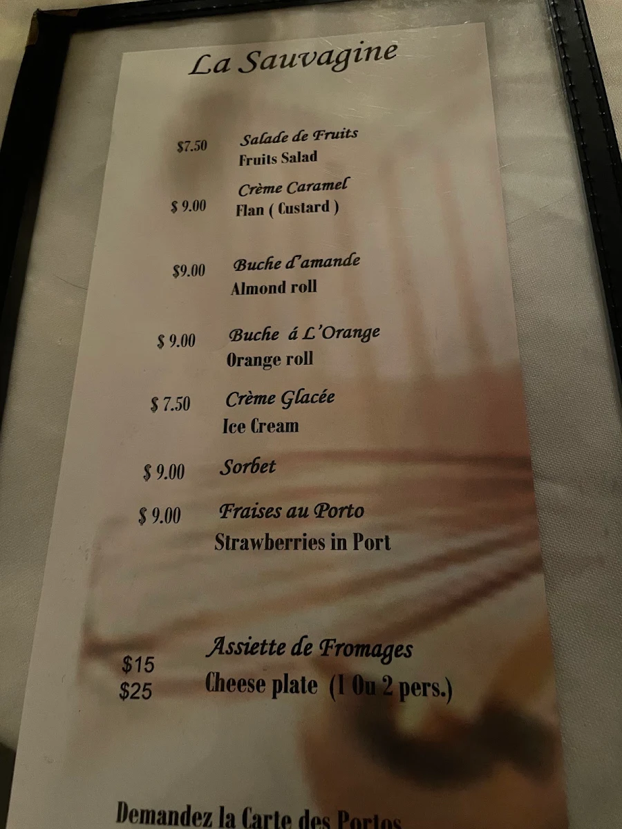 Menu, La Sauvagine