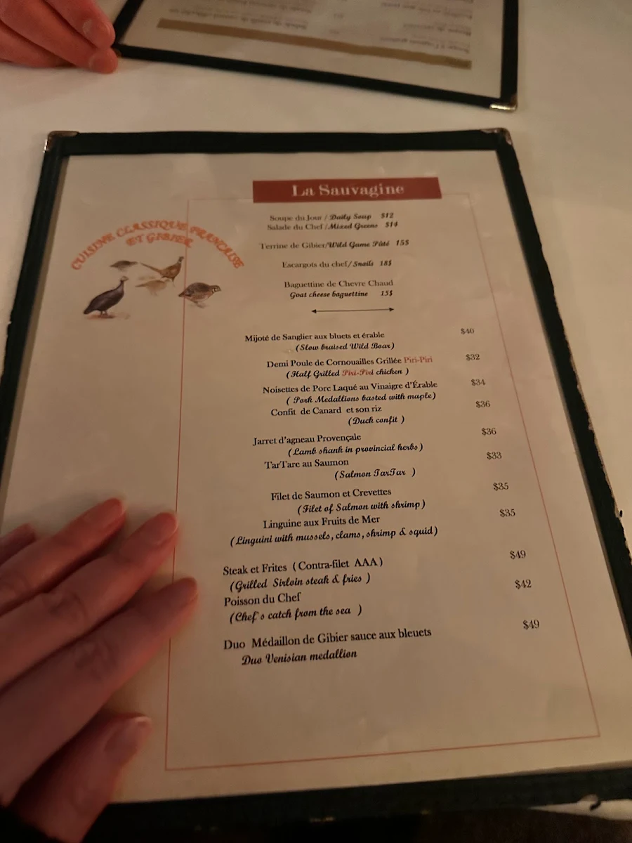 Menu, La Sauvagine