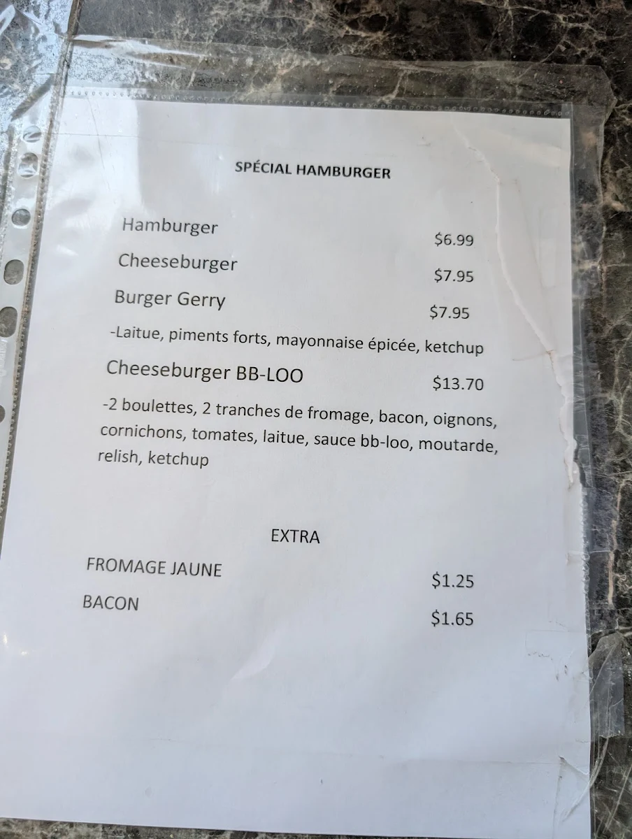 Menu, Cantine BB-LOO