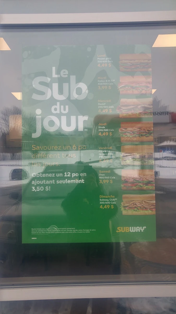 Menu, Subway