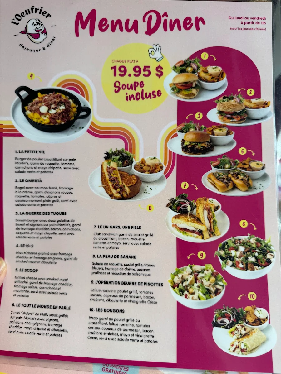 Menu, L'Œufrier (Lachine)