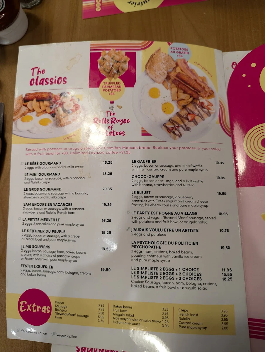 Menu, L'Œufrier (Lachine)