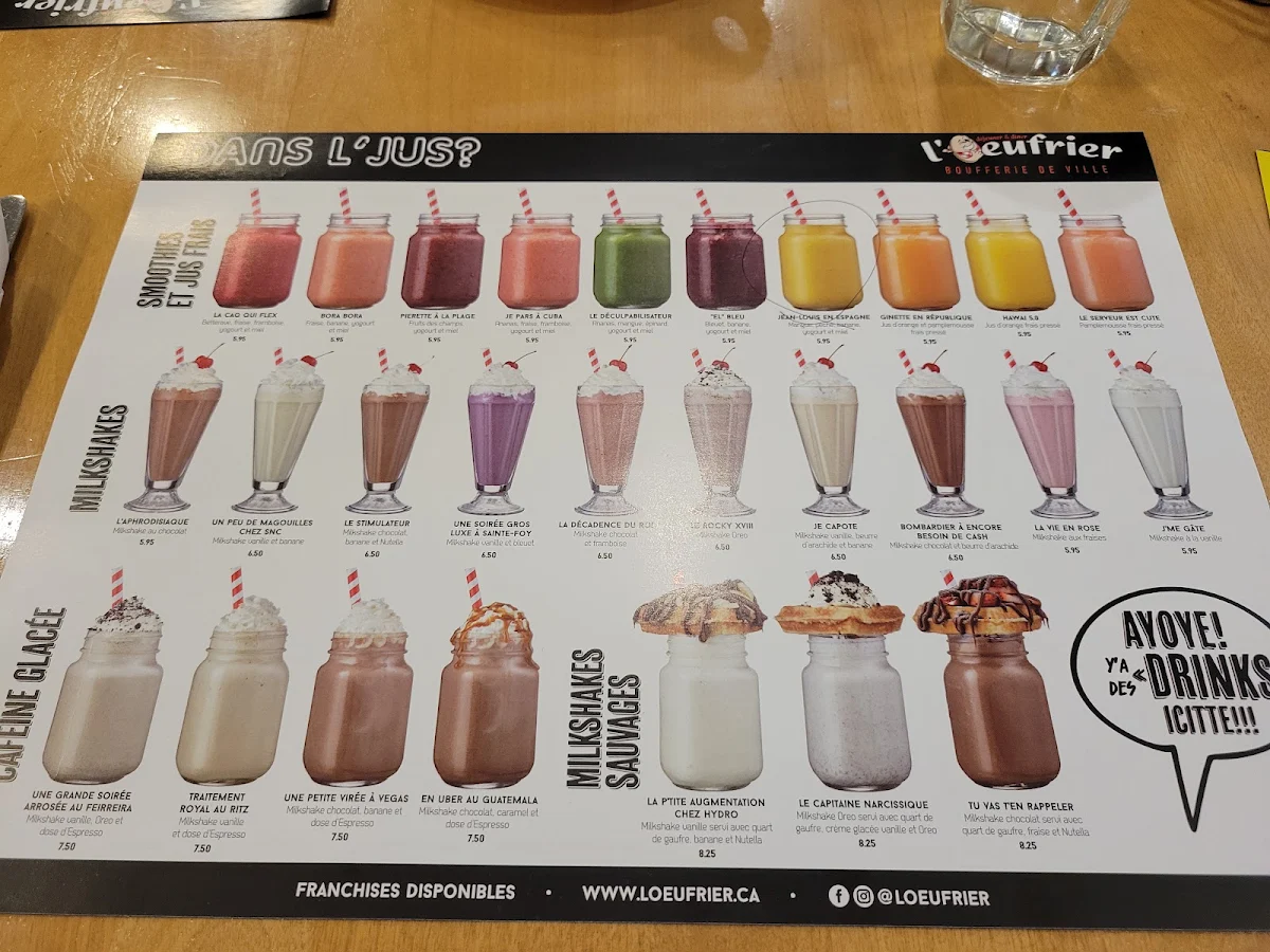 Menu, L'Œufrier (Lachine)