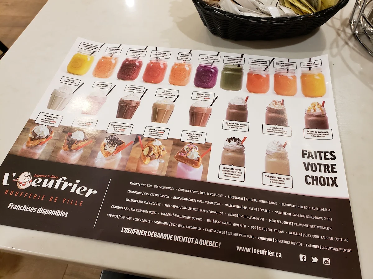 Menu, L'Œufrier (Lachine)