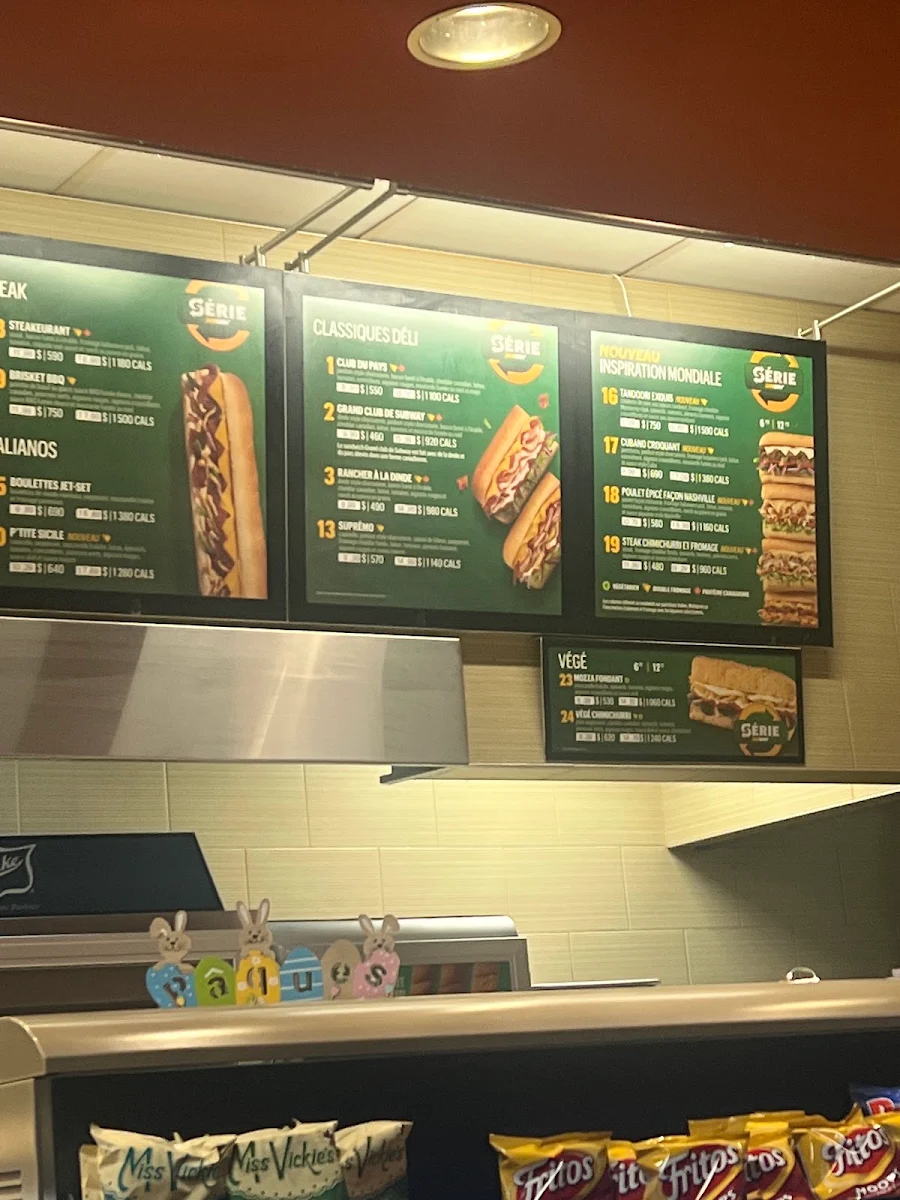 Menu, Subway