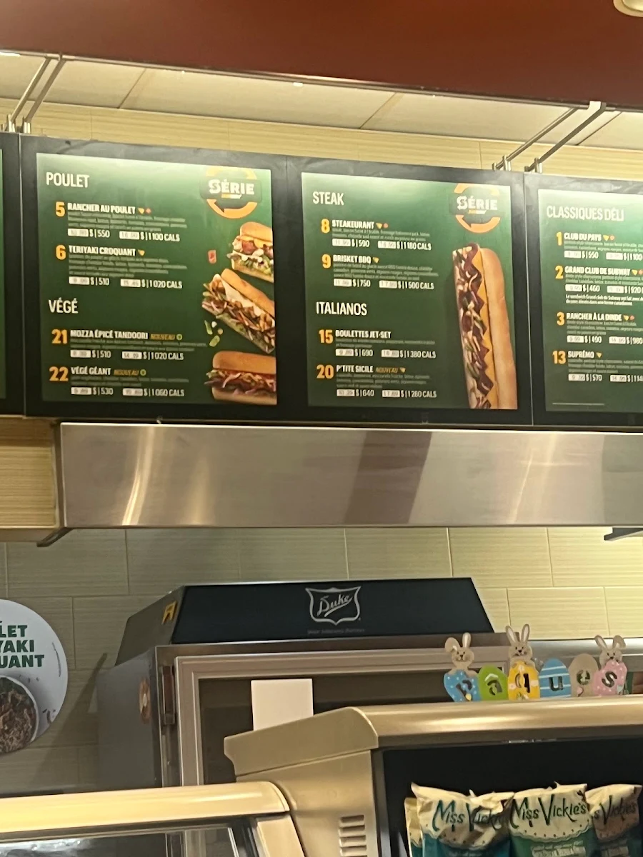 Menu, Subway