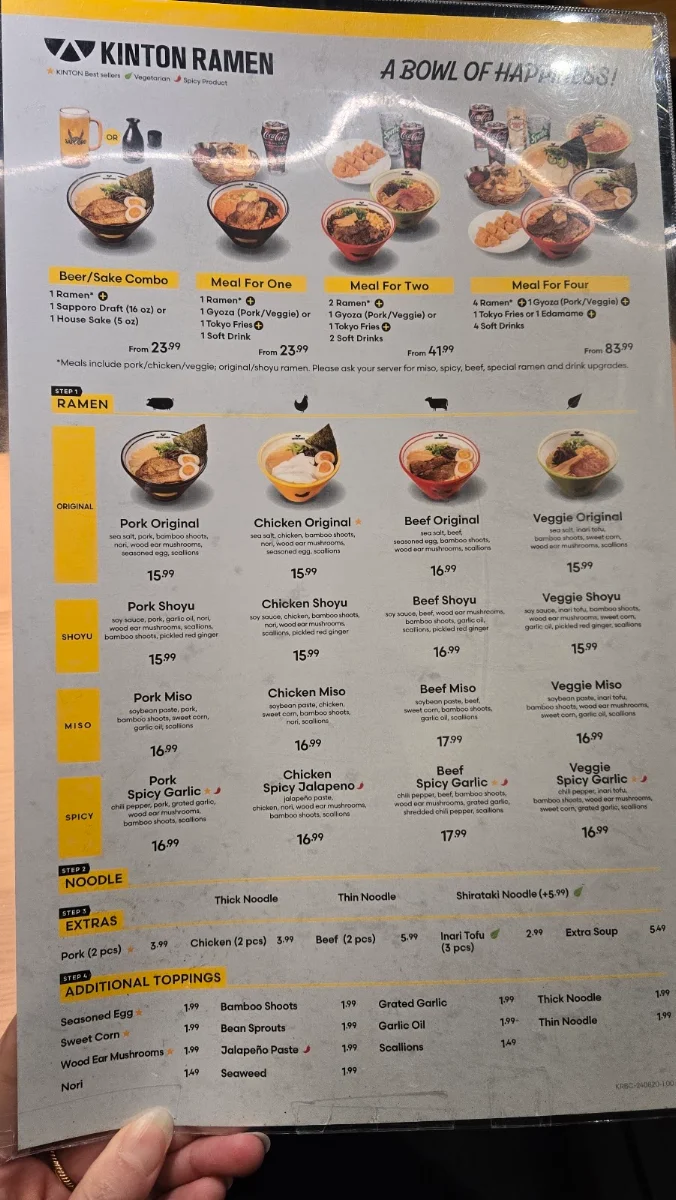 Menu, Kintaro Ramen