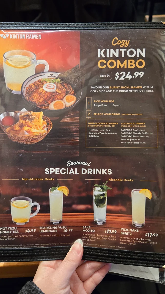 Menu, Kintaro Ramen
