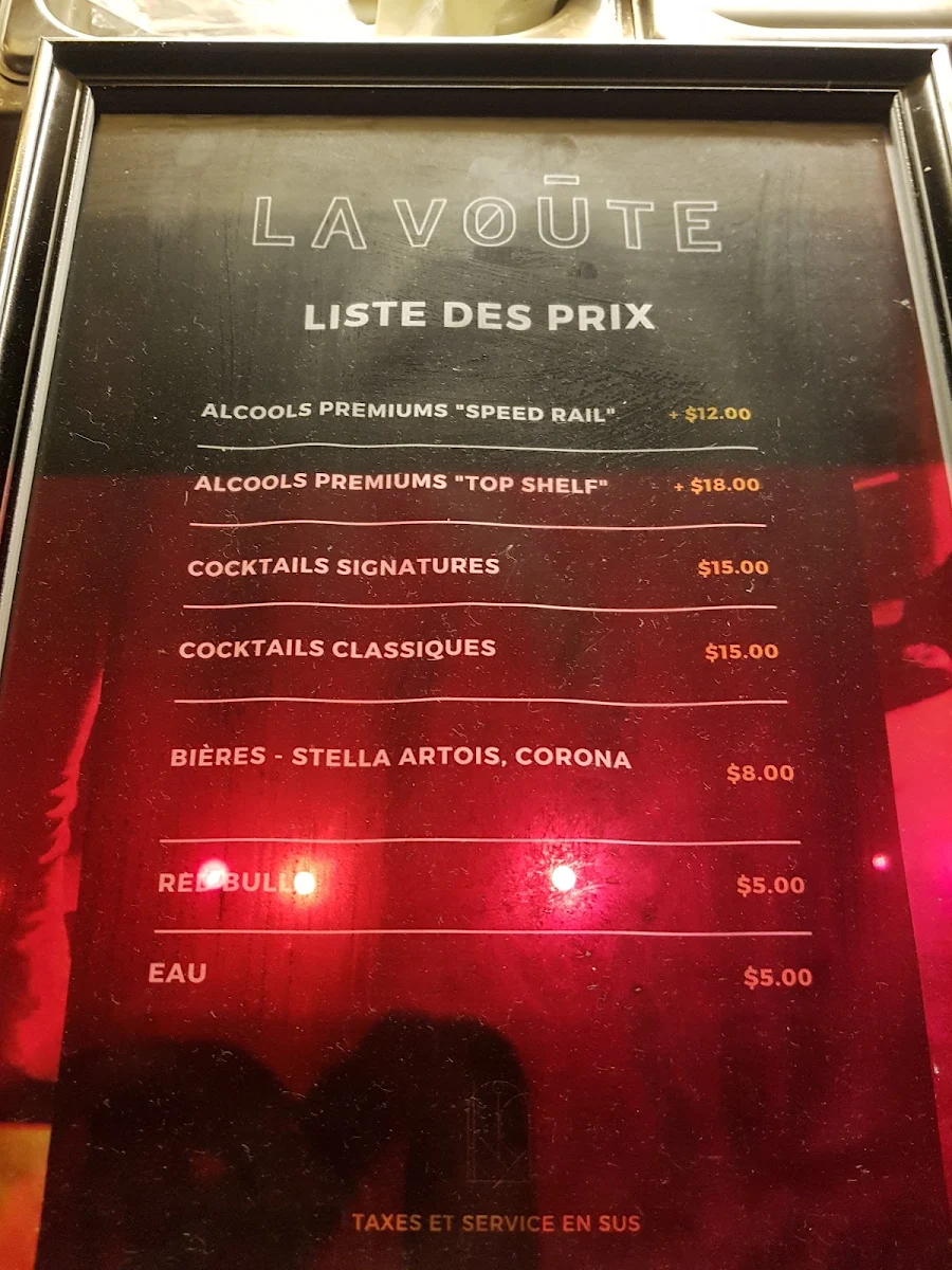 Menu, La Voûte