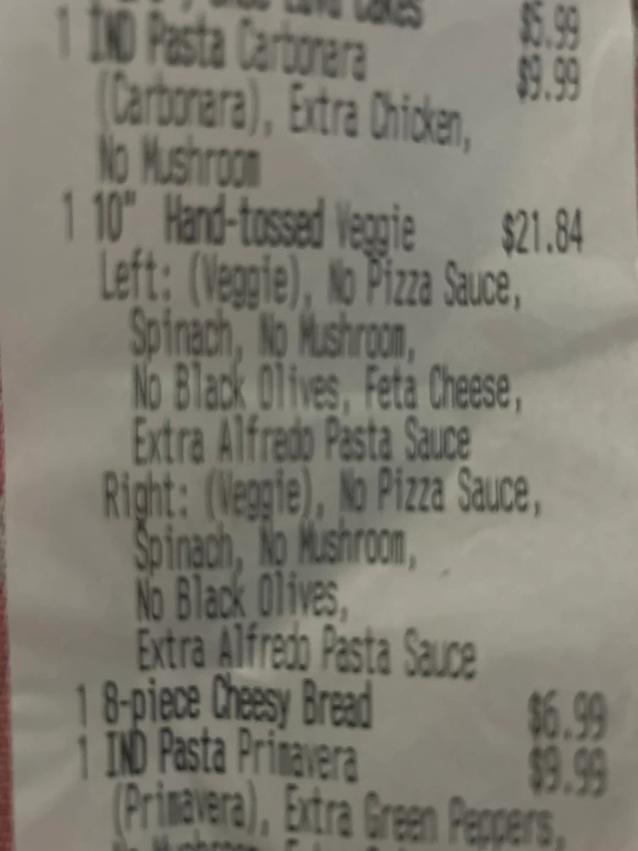 Menu, Domino's Pizza