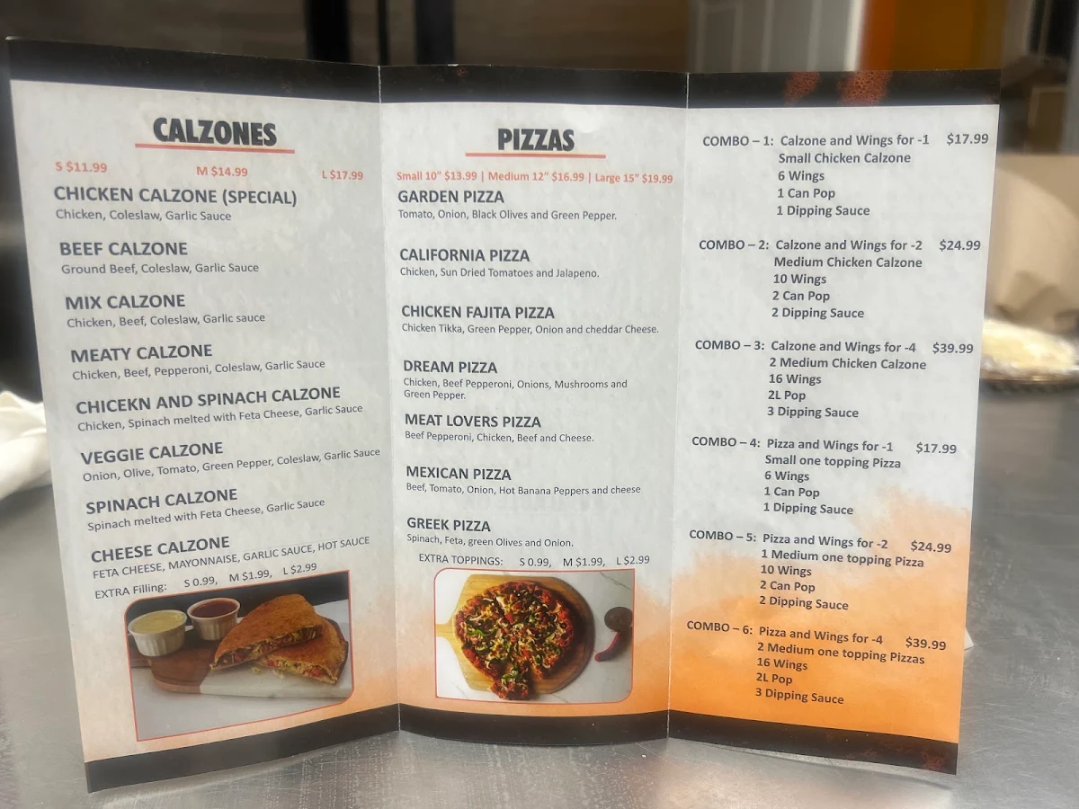 Menu, Calzone Point