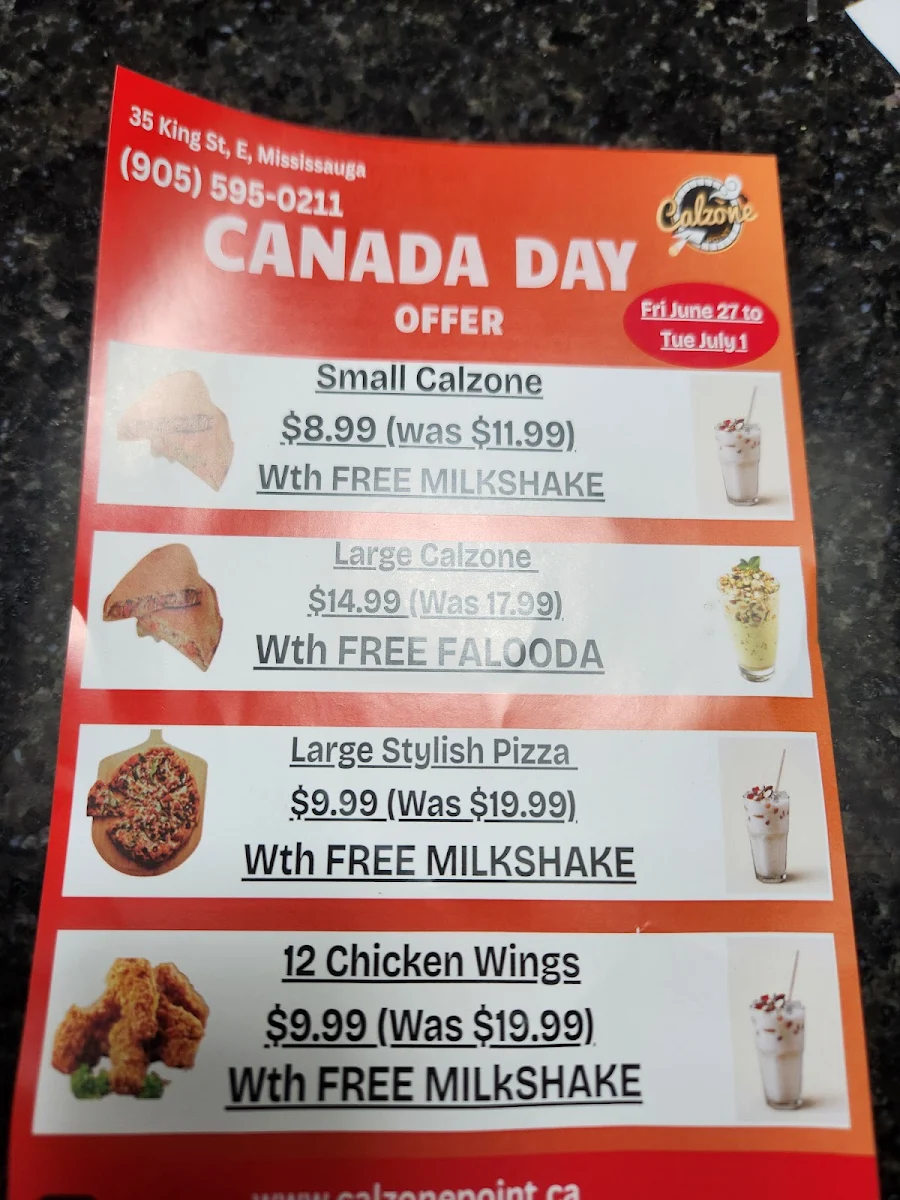 Menu, Calzone Point