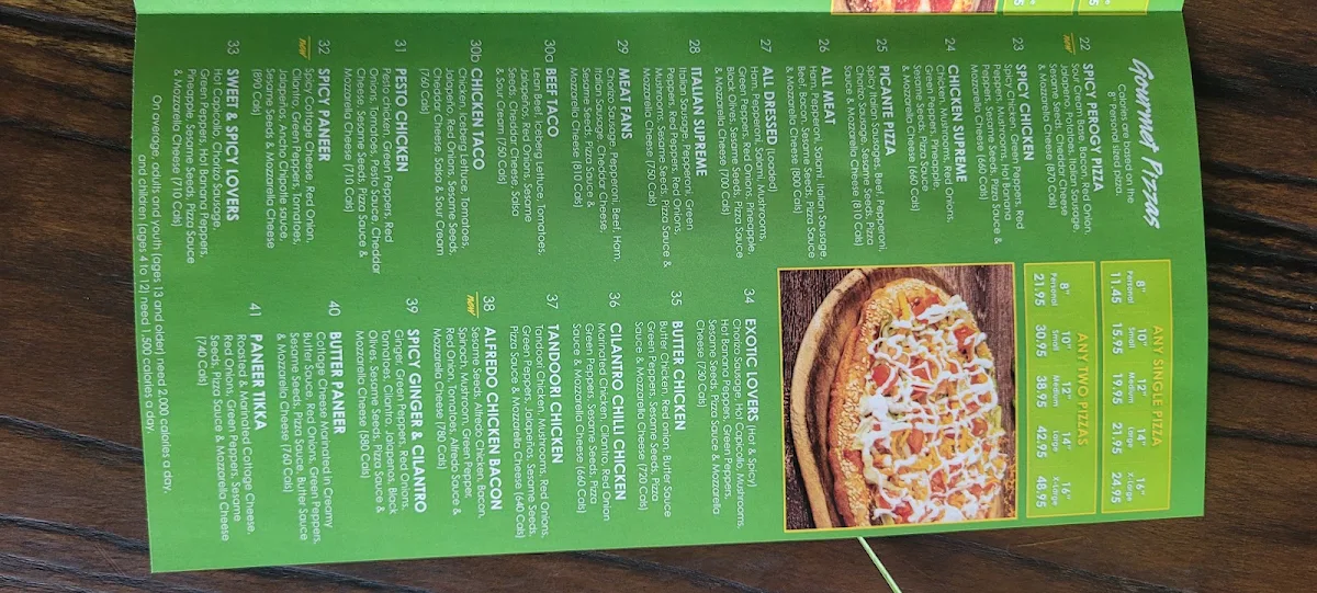 Menu, Red Swan Pizza
