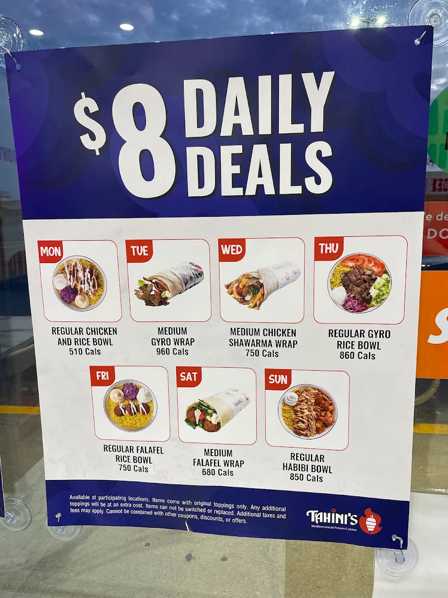 Menu, Tahini's Shawarma
