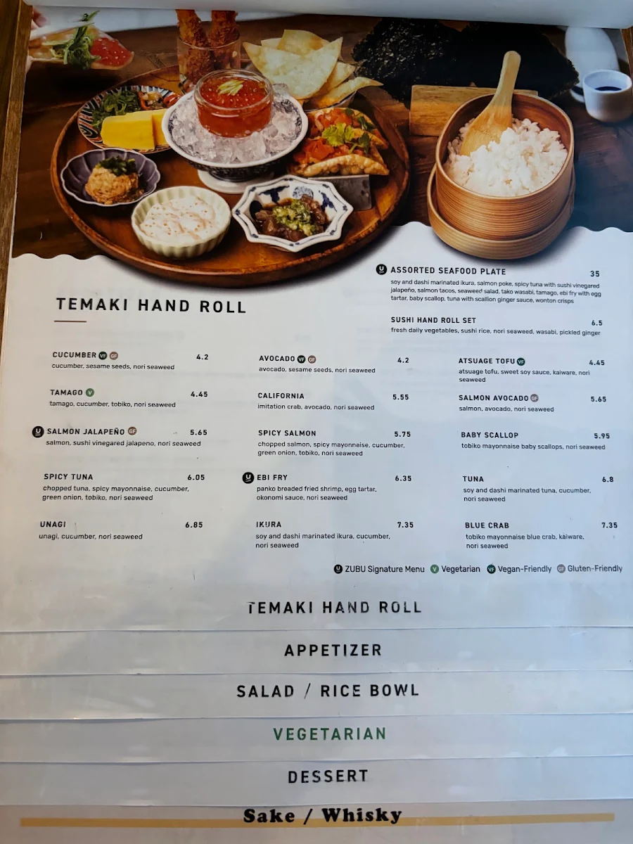Menu, ZUBU Ramen - Metrotown