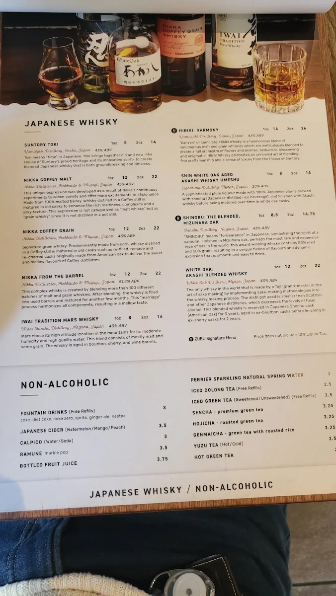 Menu, ZUBU Ramen - Metrotown