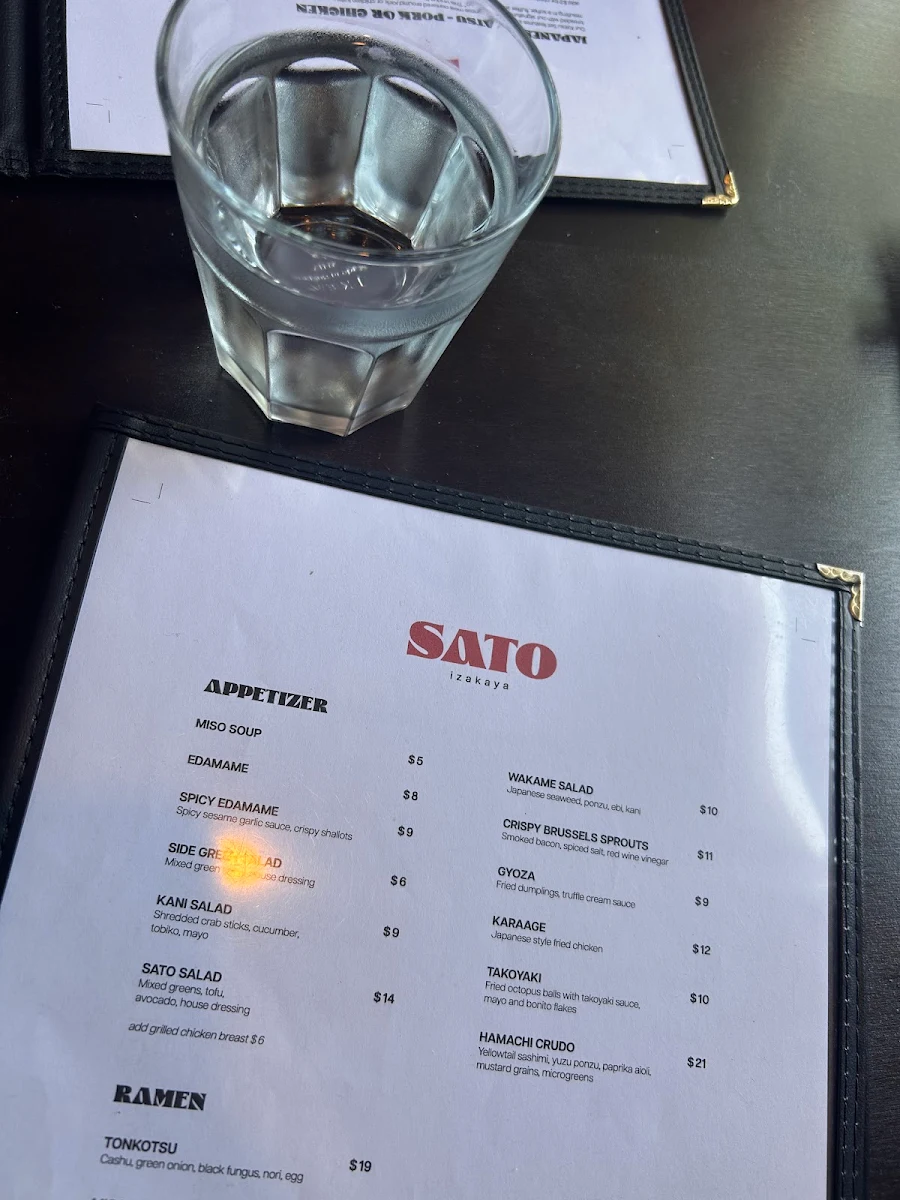 Menu, Sato Izakaya
