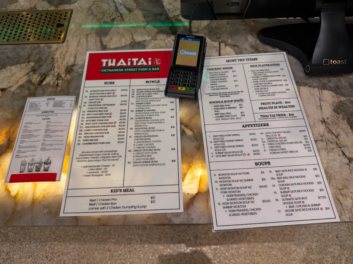Menu, Thai Tai Vietnamese