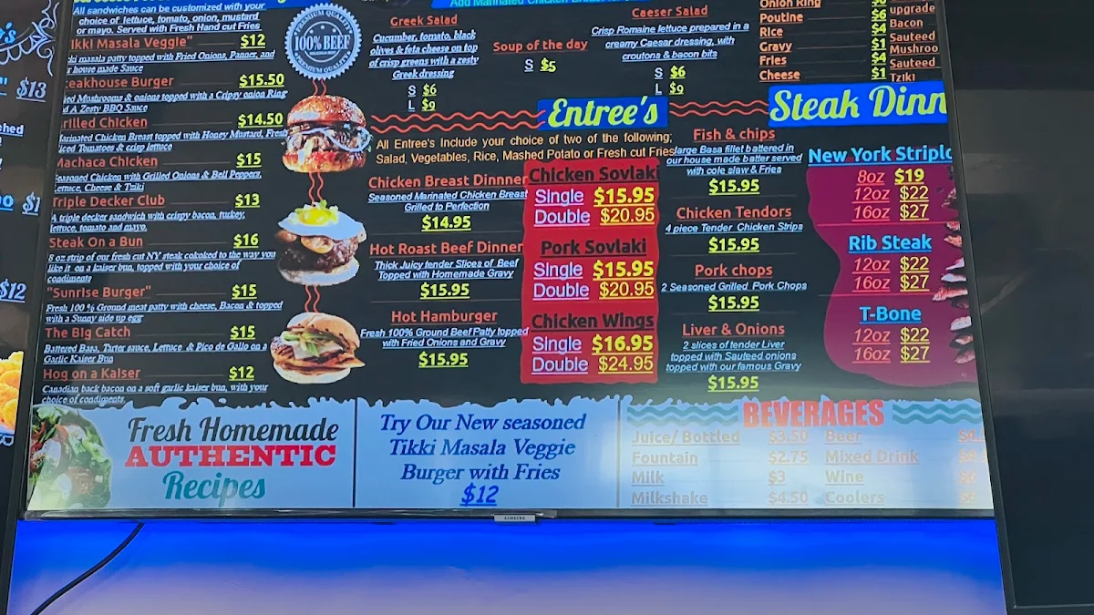 Menu, Taste of India Restaurant